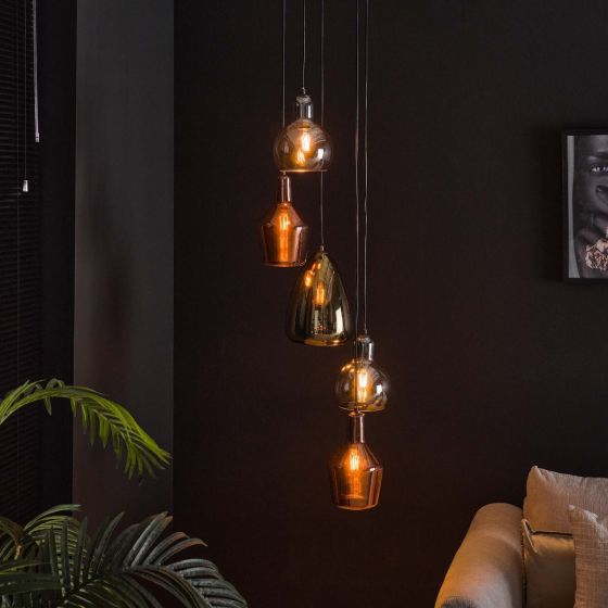 Coventry hanglamp 5L getrapt artic zwart van het woonmerk Fraaai