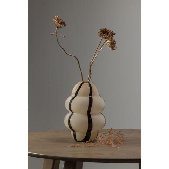 Kency vaas glas met streep - naturel/zwart