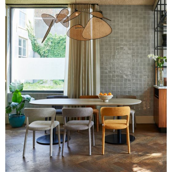 Tablo eettafel ovaal 220x90 cm - pebble grey/zwart