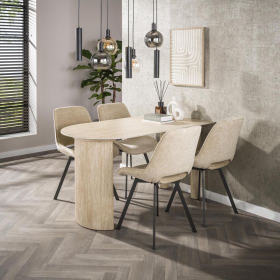 Santoro halfronde bartafel - 140 x 80 cm - travertin look