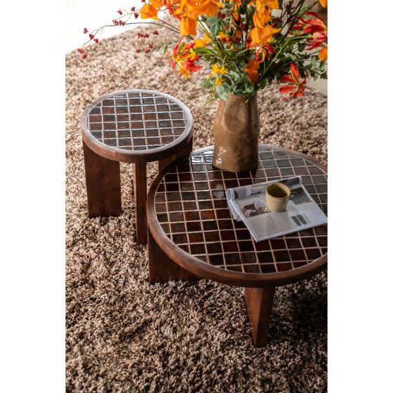 TiledUp salontafel hout/keramiek - donkerbruin
