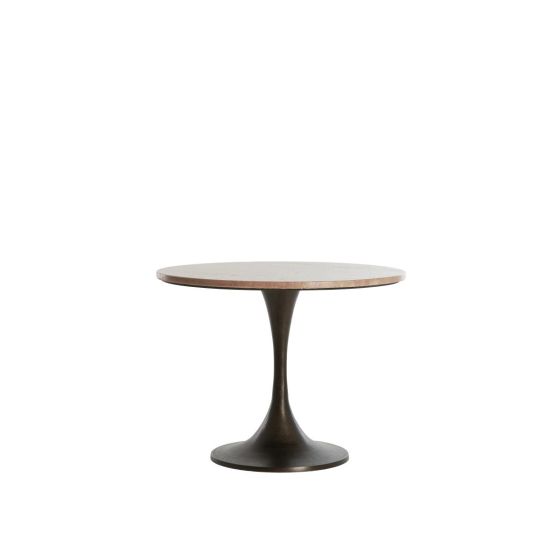 Dolin bijzettafel Ø59x44 cm - rood travertin/donkerbruin