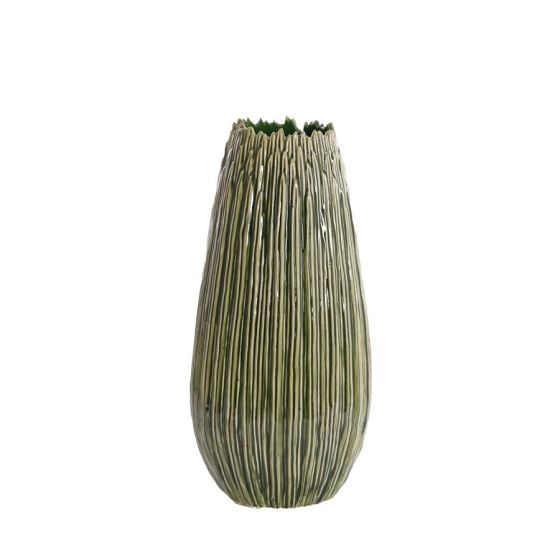 Kopra vaas deco Ø18x36,5 cm - keramiek donkergroen