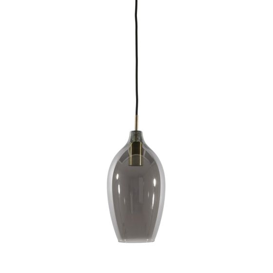 Lukaro hanglamp Ø16,5x32 cm - antiek brons/glas smoke