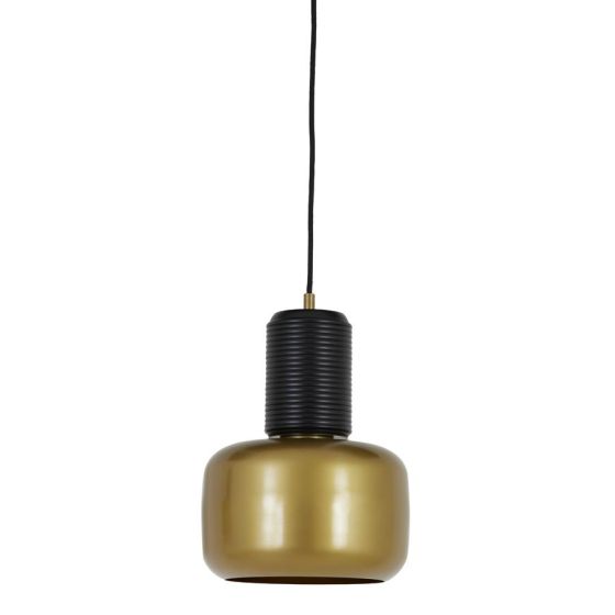 Chania hanglamp Ø20x33 cm - mat zwart-antiek brons