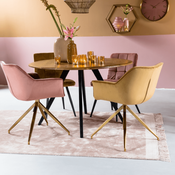  Eettafel Mimoso rond naturel/zwart Ø140 van het woonmerk Light & Living