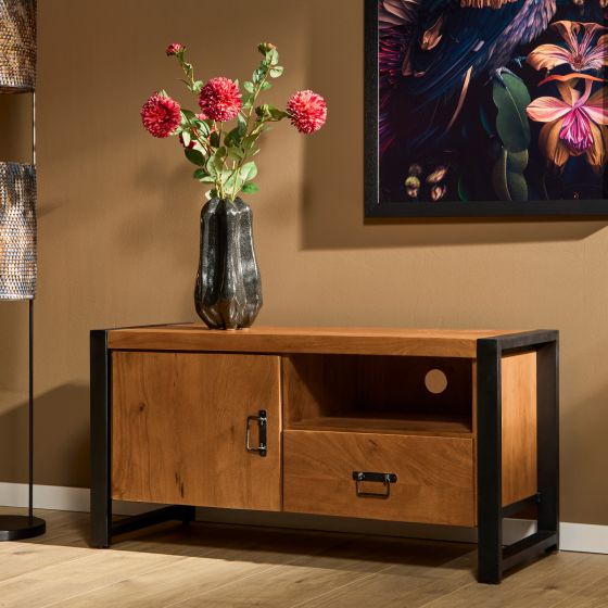 Tv meubel Boaz met deur en open vak - 110 cm - naturel