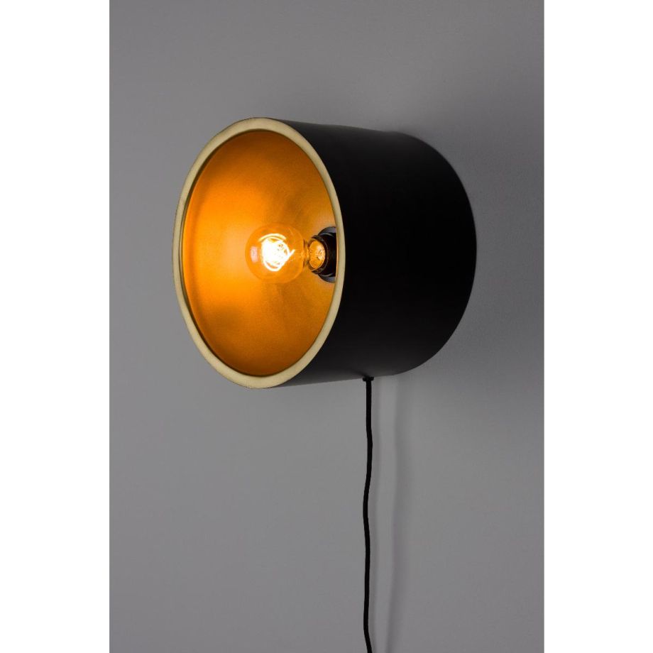 Dudley wandlamp rond M - zwart/goud
