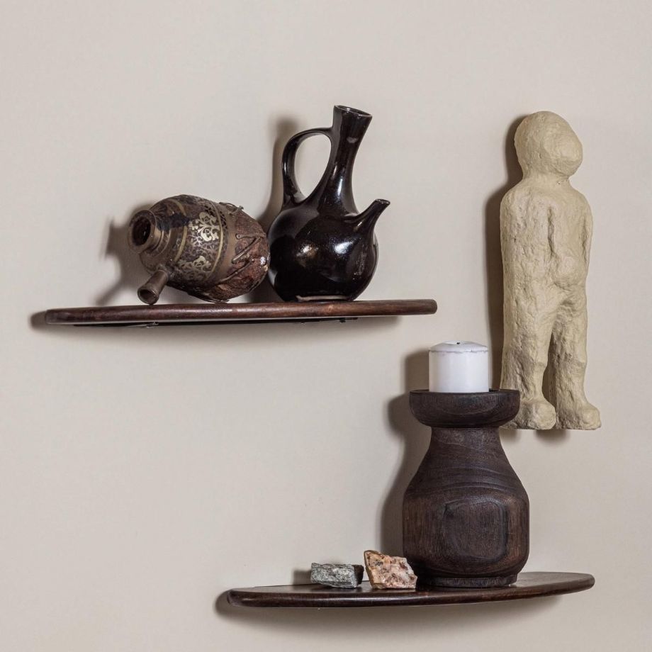 Layer wandplanken set van 2 - walnoot