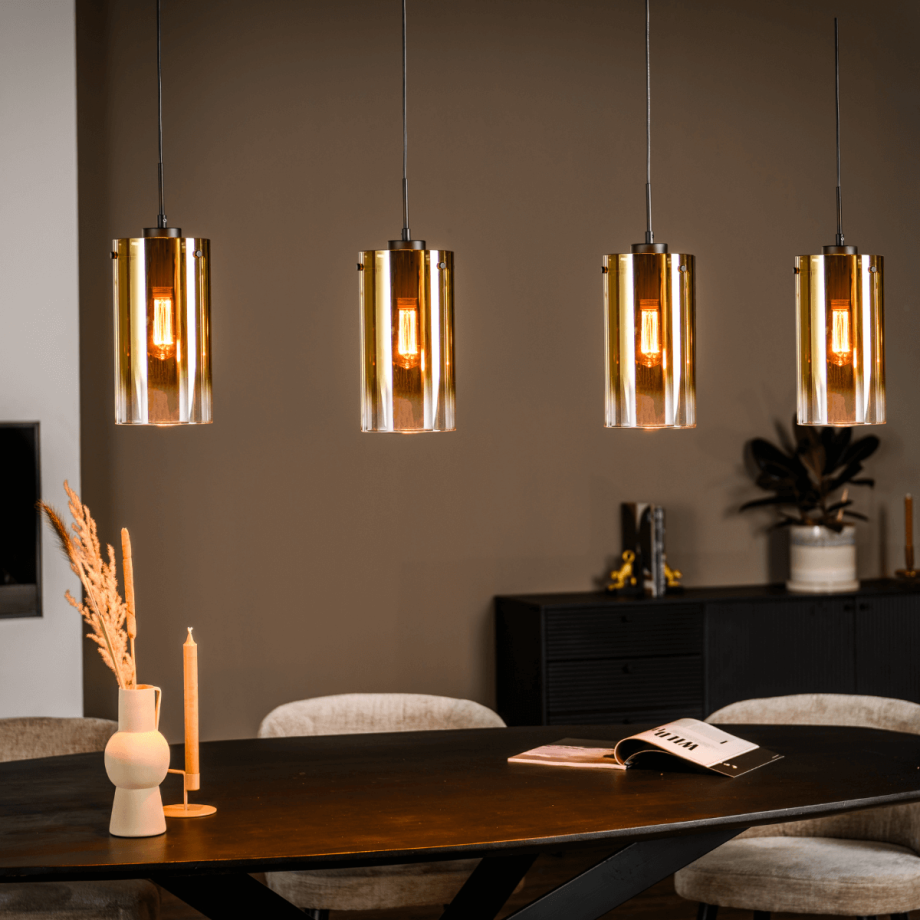 Jalama hanglamp glas goud 4L 120 cm van het woonmerk Vurna