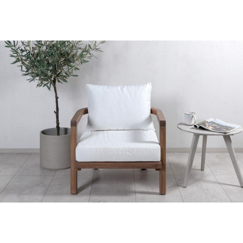 Abdul loungstoel - acaciahout - naturel/wit