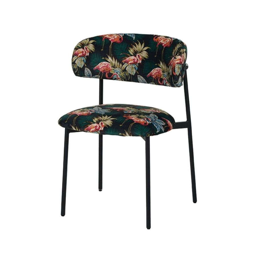 Ferry eetkamerstoel velvet - flamingo print