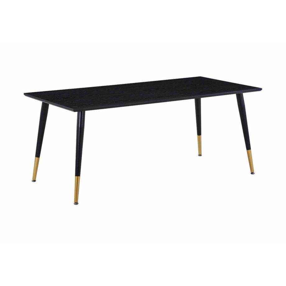 Pura rechthoekige eettafel - 180 x 90 cm - zwart/goud