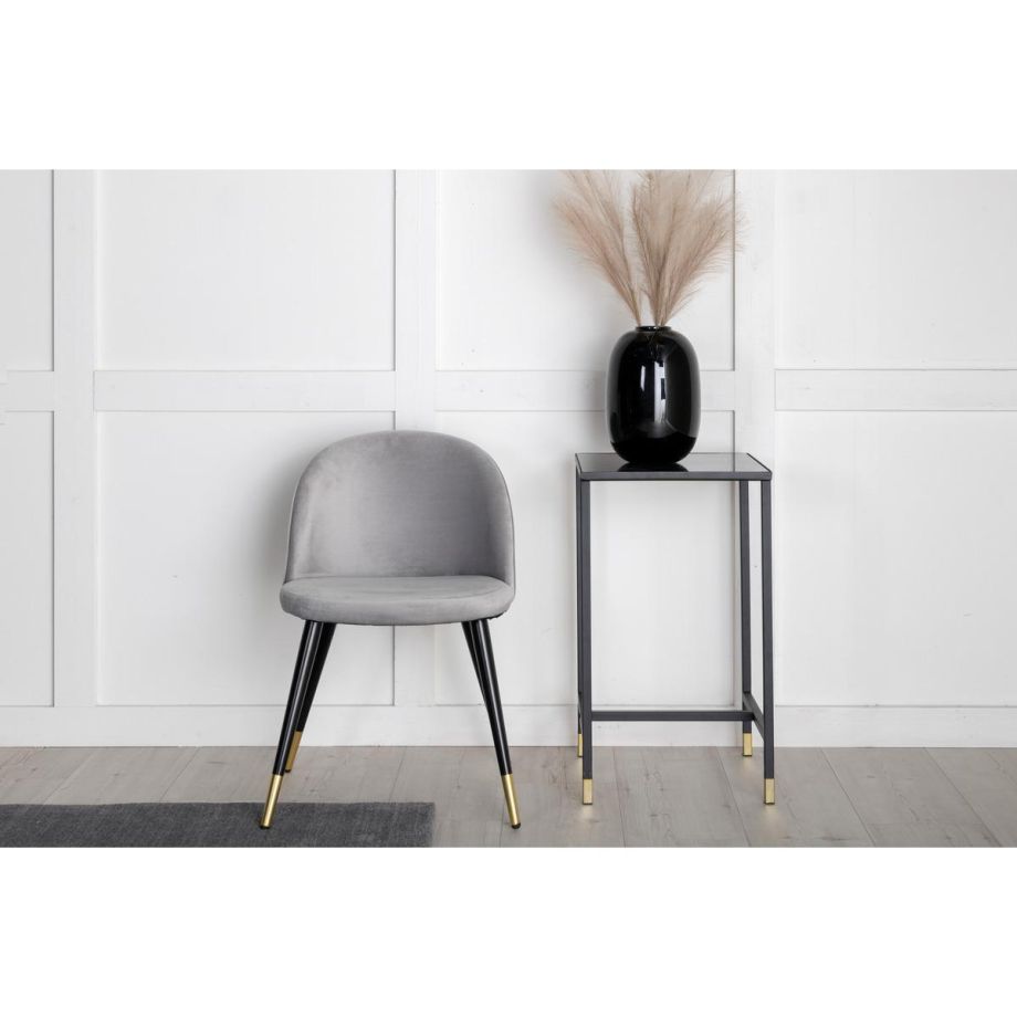 Svea Zako eetkamerstoel - gouden poot - velvet - grijs