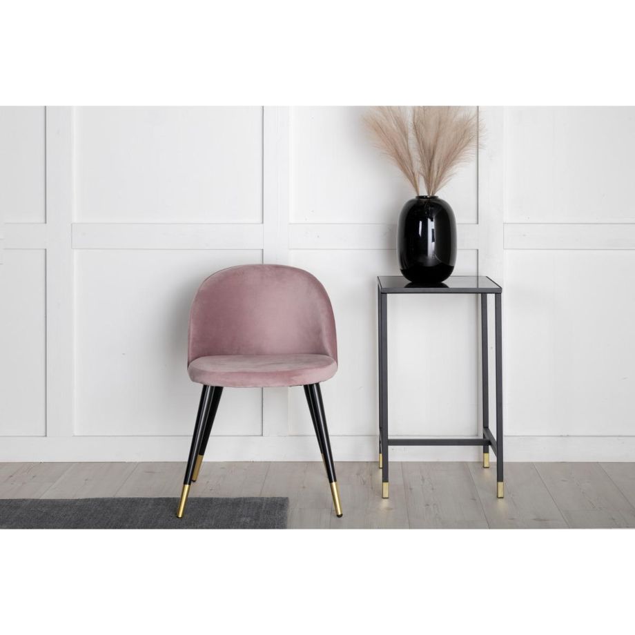Svea Zako eetkamerstoel - gouden poot - velvet - roze