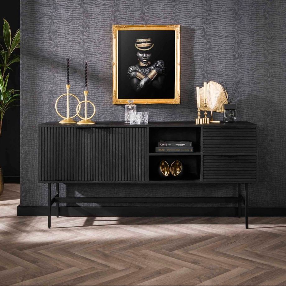 Fraaai Gileon dressoir 170 cm mangohout zwart