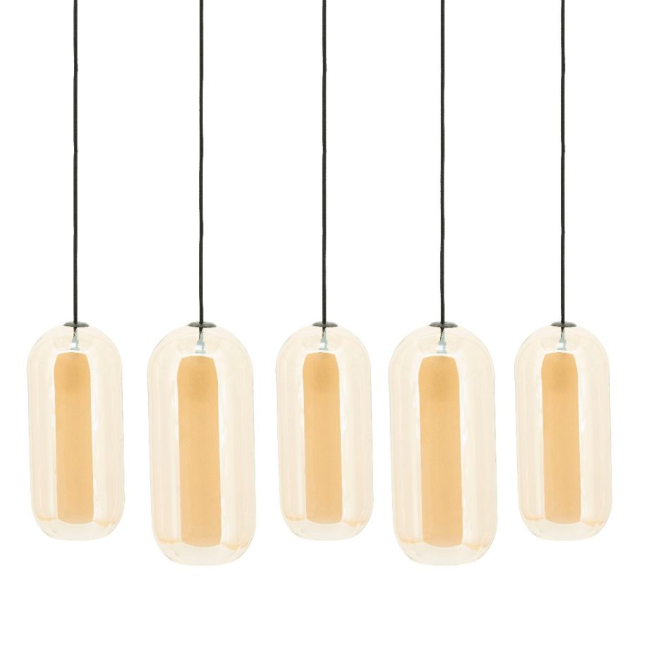 Shona cluster hanglamp rechthoek - amberkleurig