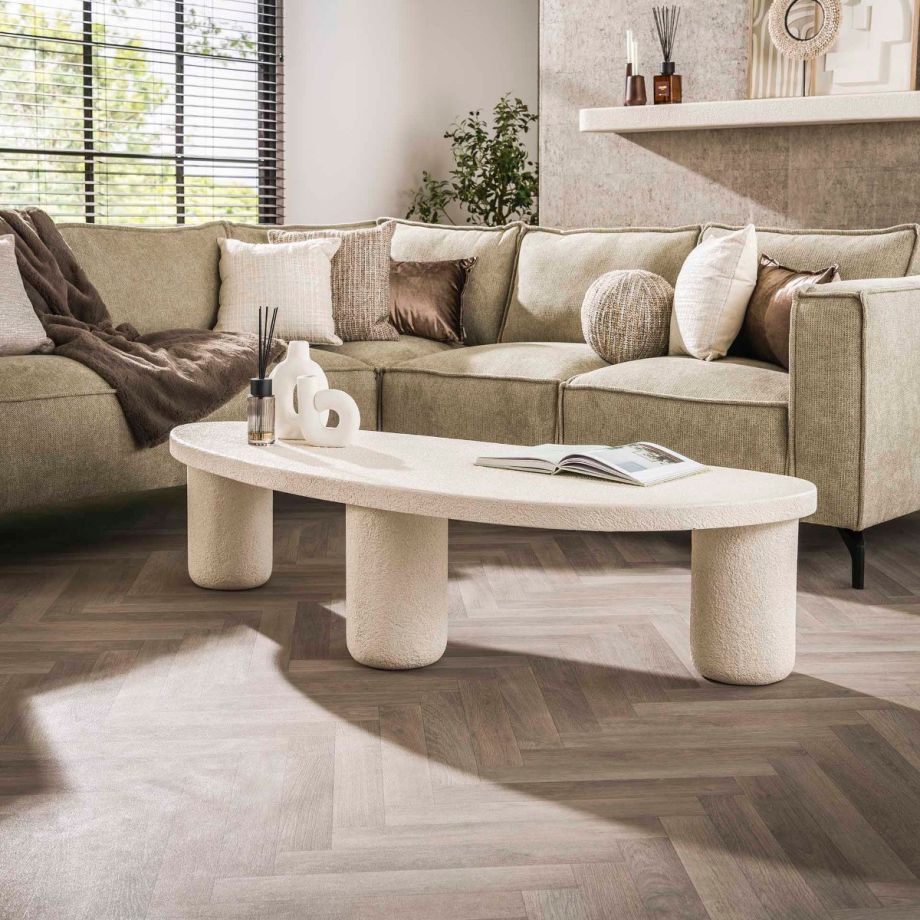 Fraaai Vero organische salontafel - 157 cm - marmer - wit