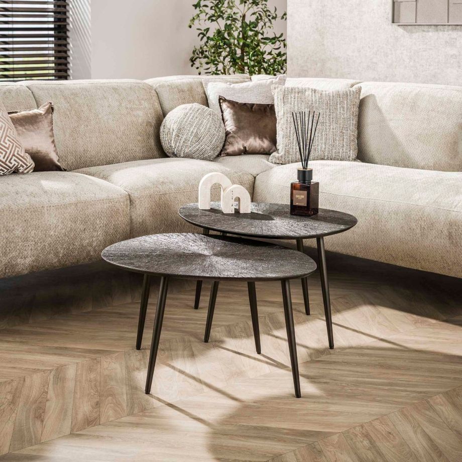 Daisy salontafel metaal organisch set van 2 - brons donkerbruin