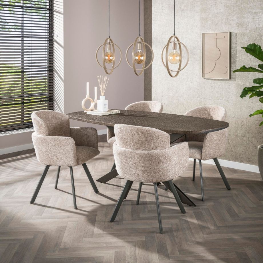 Fraaai Alfa eettafel Deens ovaal 180 cm - brons