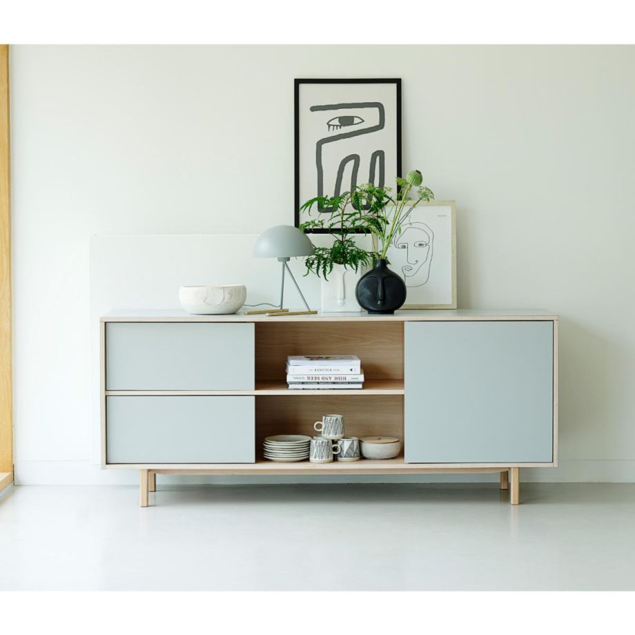 Nordic Home Jao tv-meubel - 180 cm - grijs/naturel