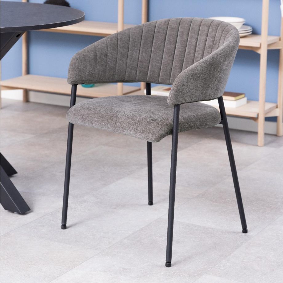 Eira armstoel | zwart metaal onderstel | stof Danny - donkergrijs