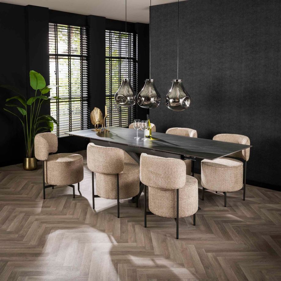 Fraaai Tobias draaibare eetkamerstoel bouclé