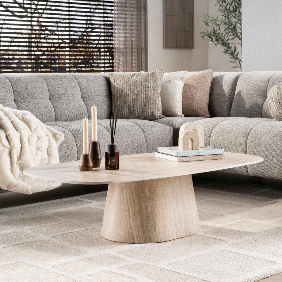 Fraaai Giordano salontafel Deens ovaal 135 cm keramiek - beige