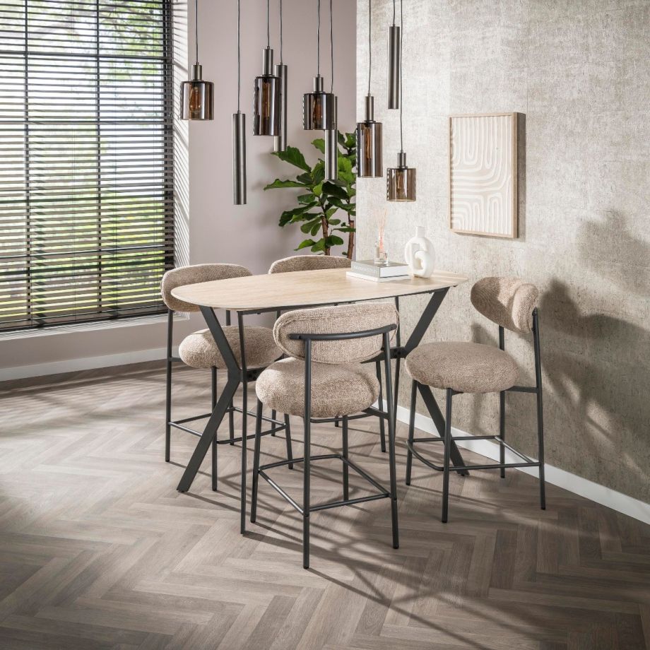 Fraaai Hujo bartafel Deens ovaal 140 cm keramiek - beige