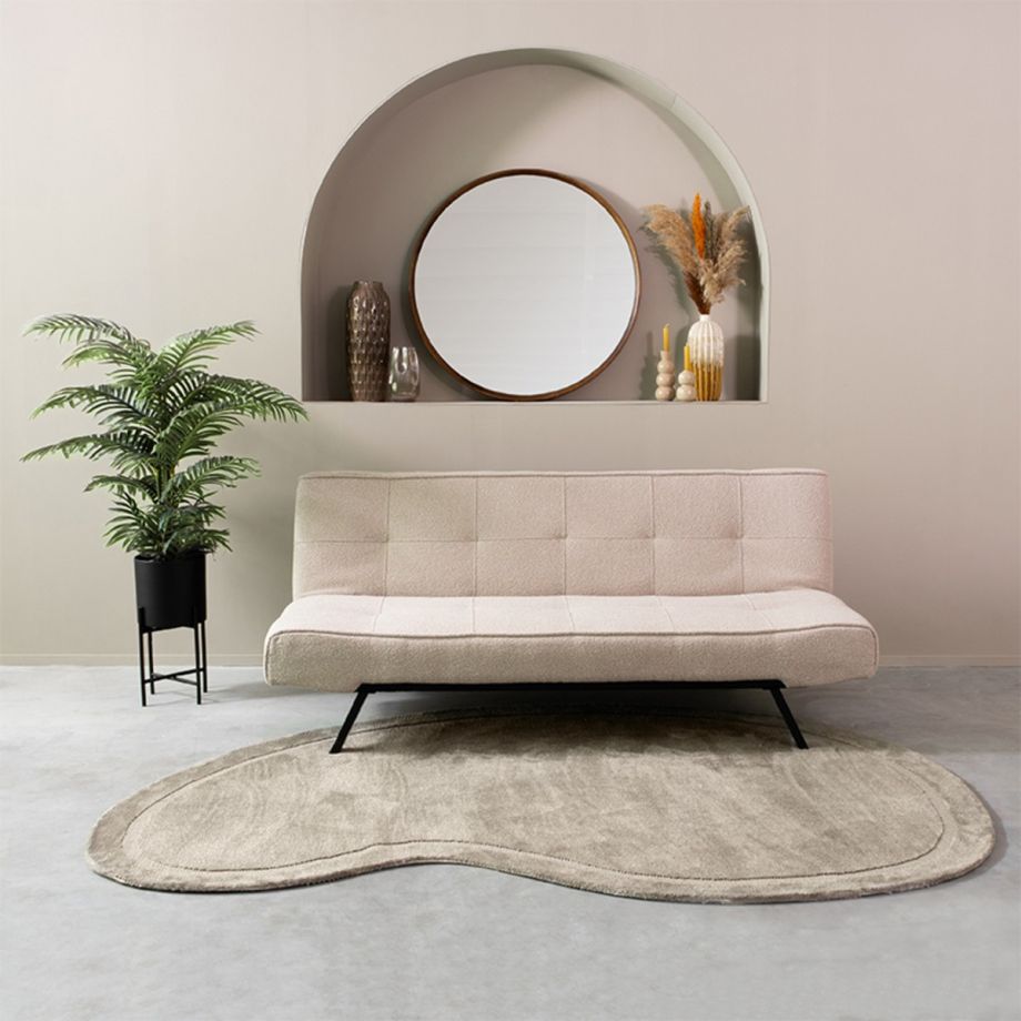 Label51 King slaapbank bouclé - naturel/zwarte poot