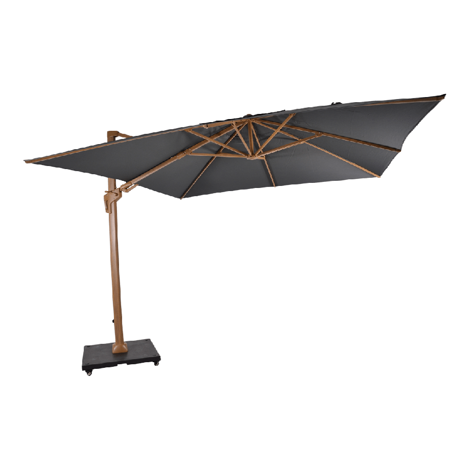 Zweefparasol VirgoFlex houtlook 3x3mtr - grijs