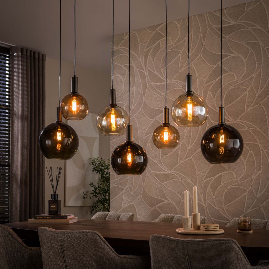 Fraaai Mory hanglamp 4+3-lichts - multi bruin