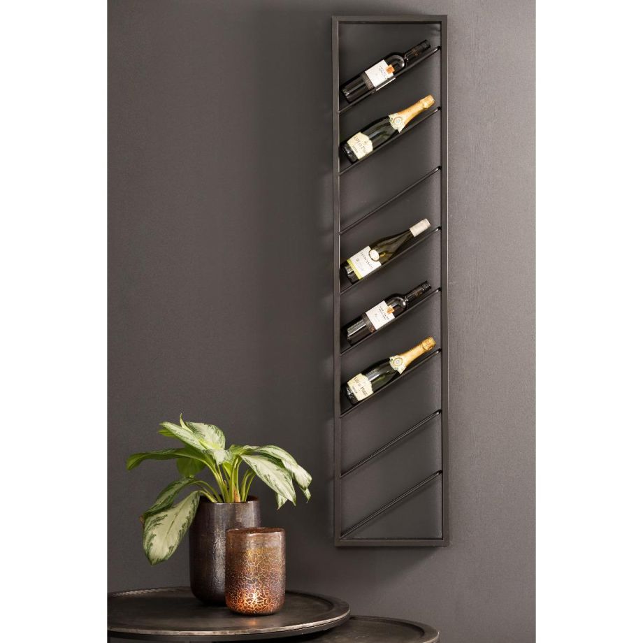 Light & Living Malbeo wijnrek 8 flessen 36x6x160 cm - zwart