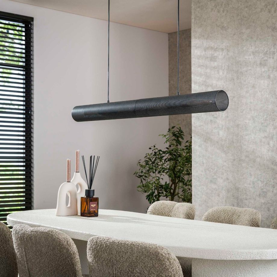 Fraaai Dewi hanglamp 120 cm tube mesh - artic zwart