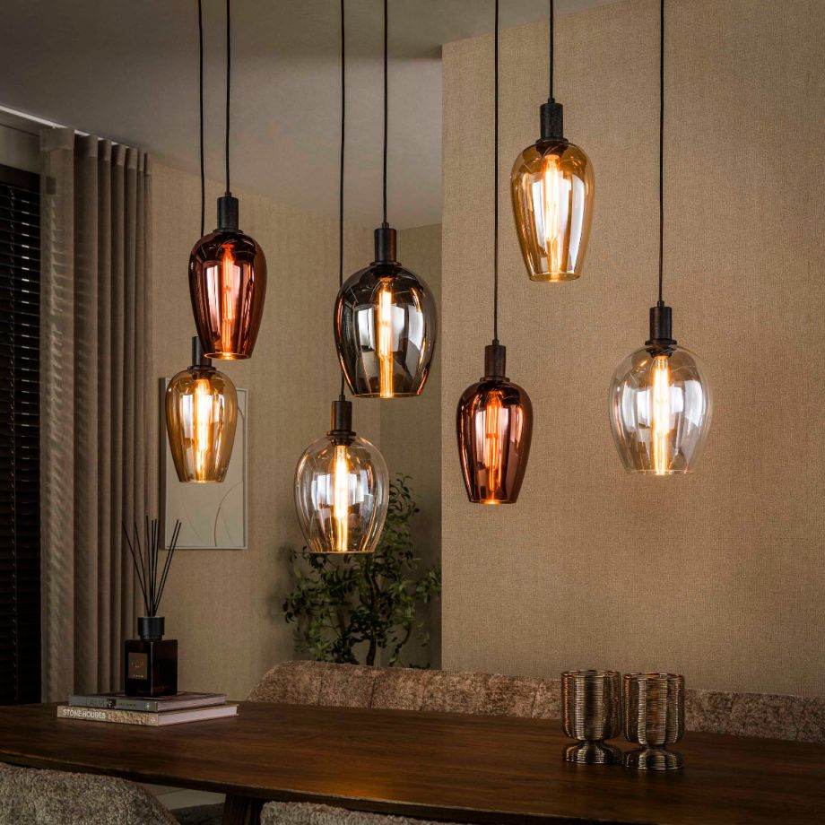 Fraaai Renato hanglamp 7-lichts - zwart