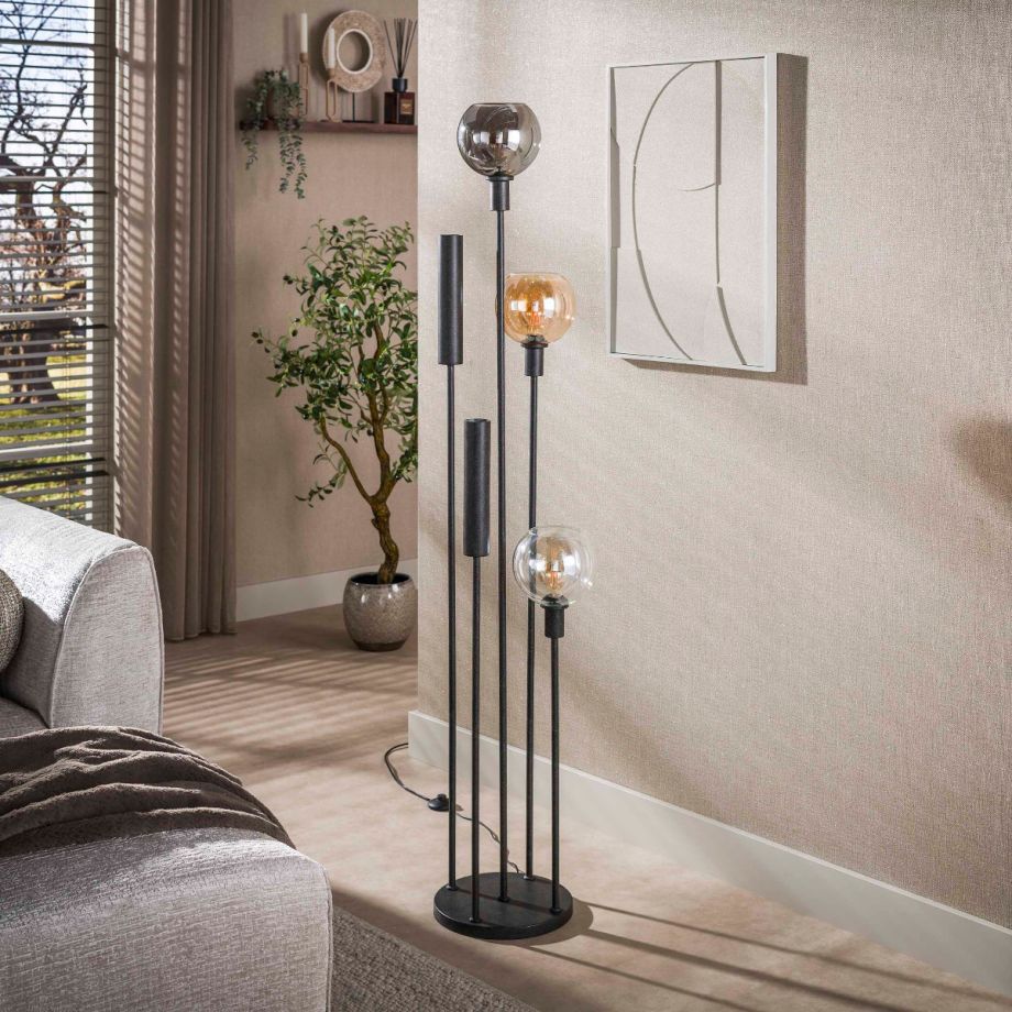 Fraaai Bruno vloerlamp 5-lichts - zwart