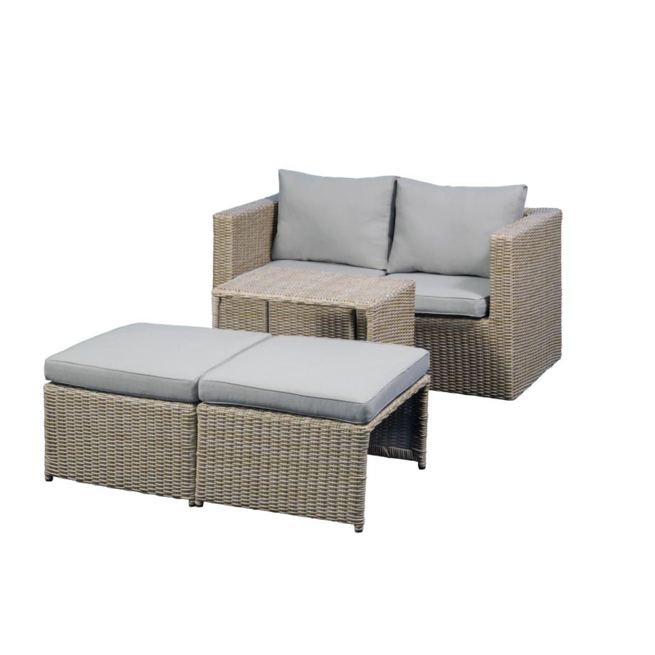 Nordic Home Cora 5 pcs loungeset wicker - beige/bruin