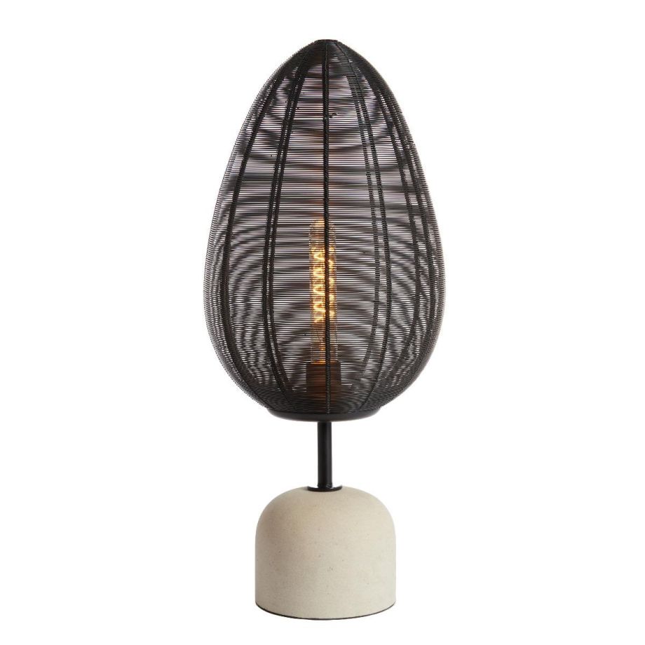 Joley tafellamp Ø26x61 cm - mat zwart/wit marmer