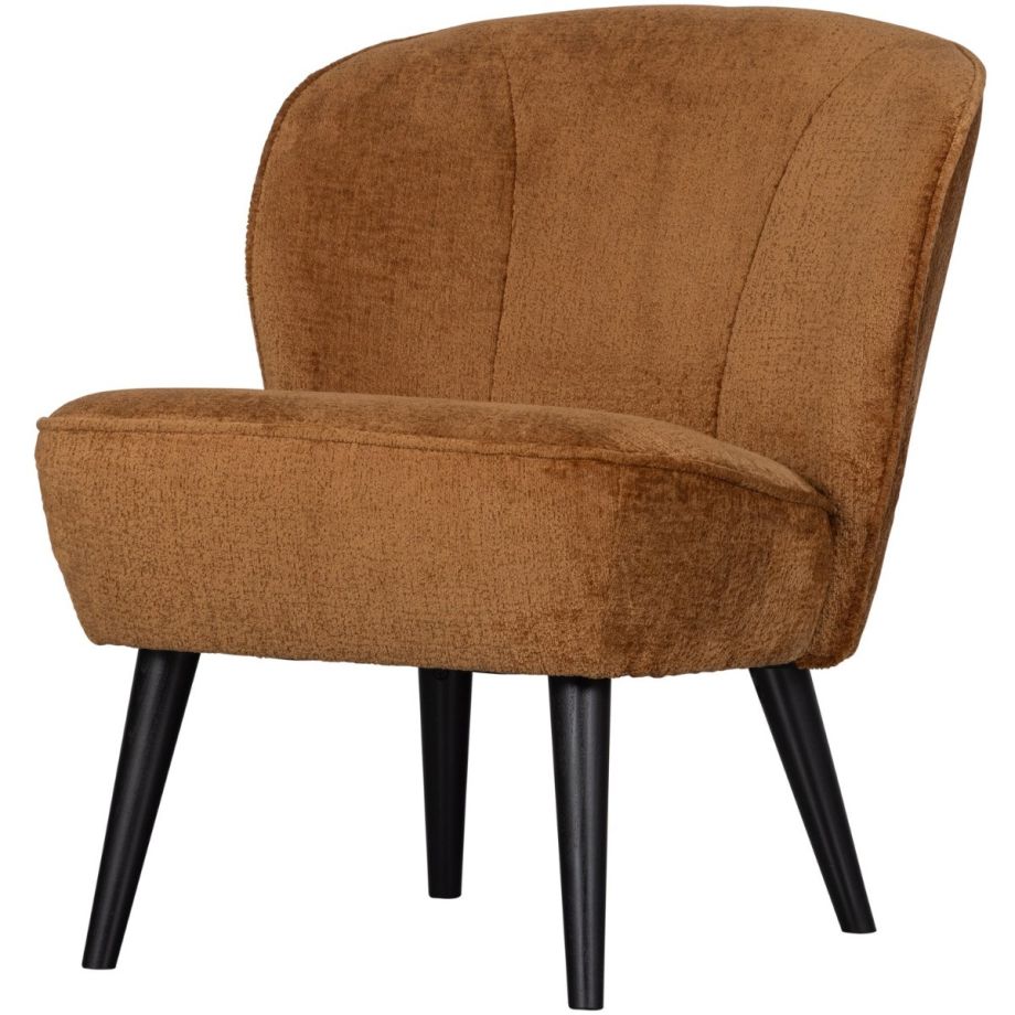Woood Sara fauteuil structure velvet - cognac