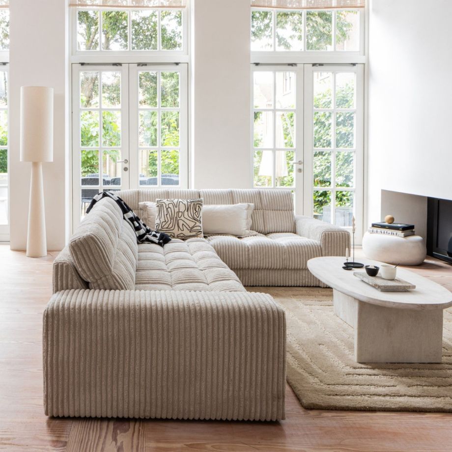 Woood Second date hoekbank rechts grove ribstof