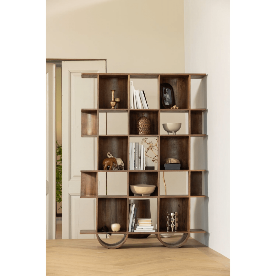 Woood Sinne boekentkast hout 180x130 cm - walnoot