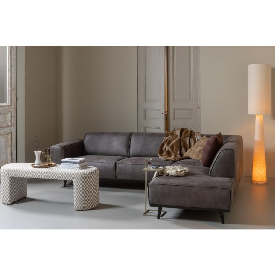 Statement hoekbank rechts ecoleer - donkergrijs