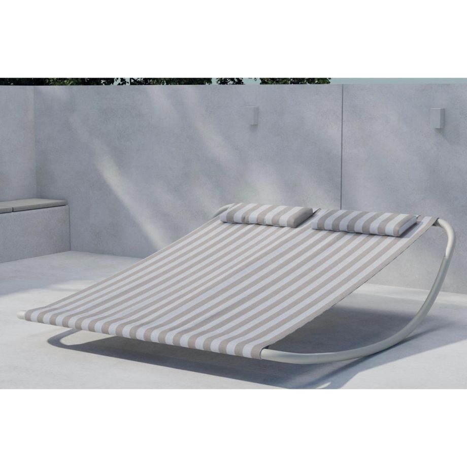 Svea Ricky ligbed - beige frame/streep stof