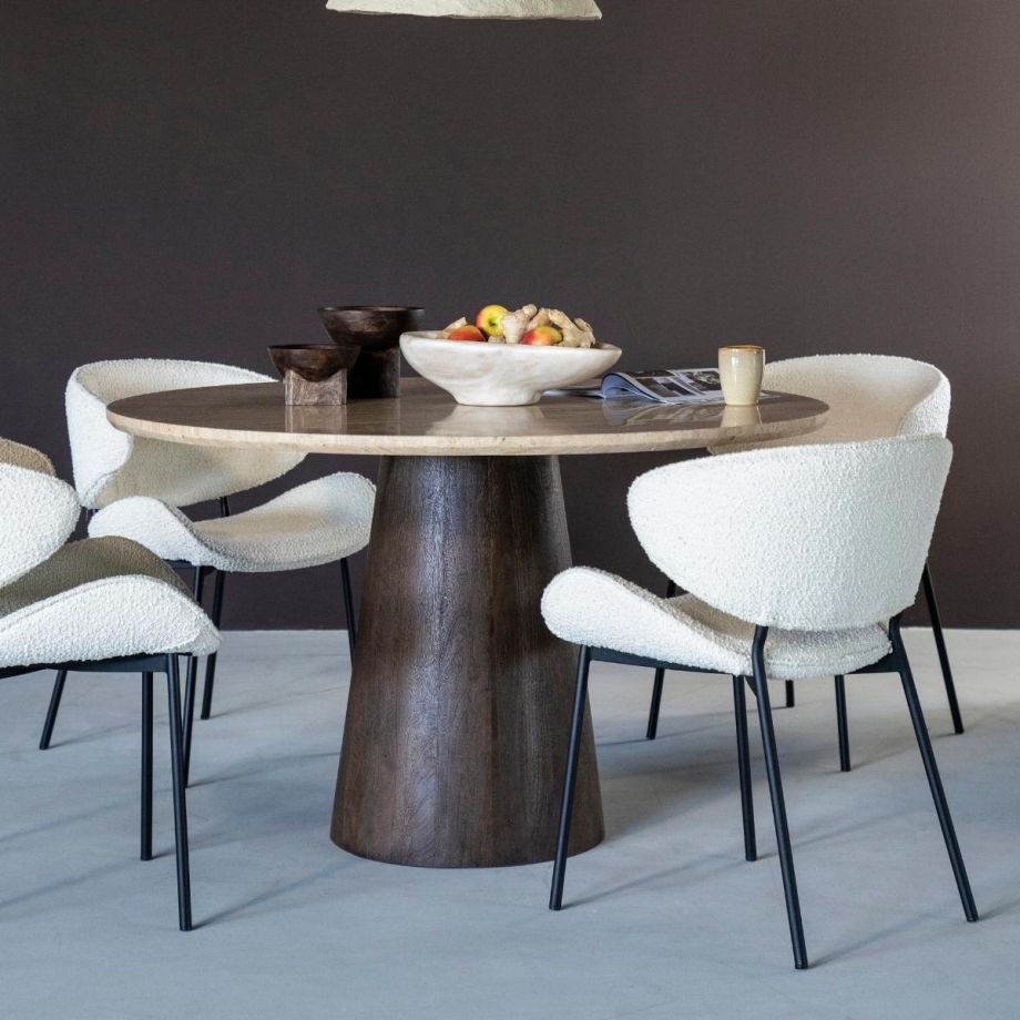 Eleonora Ronde eettafel Aikin - Ø130x76 cm - travertin