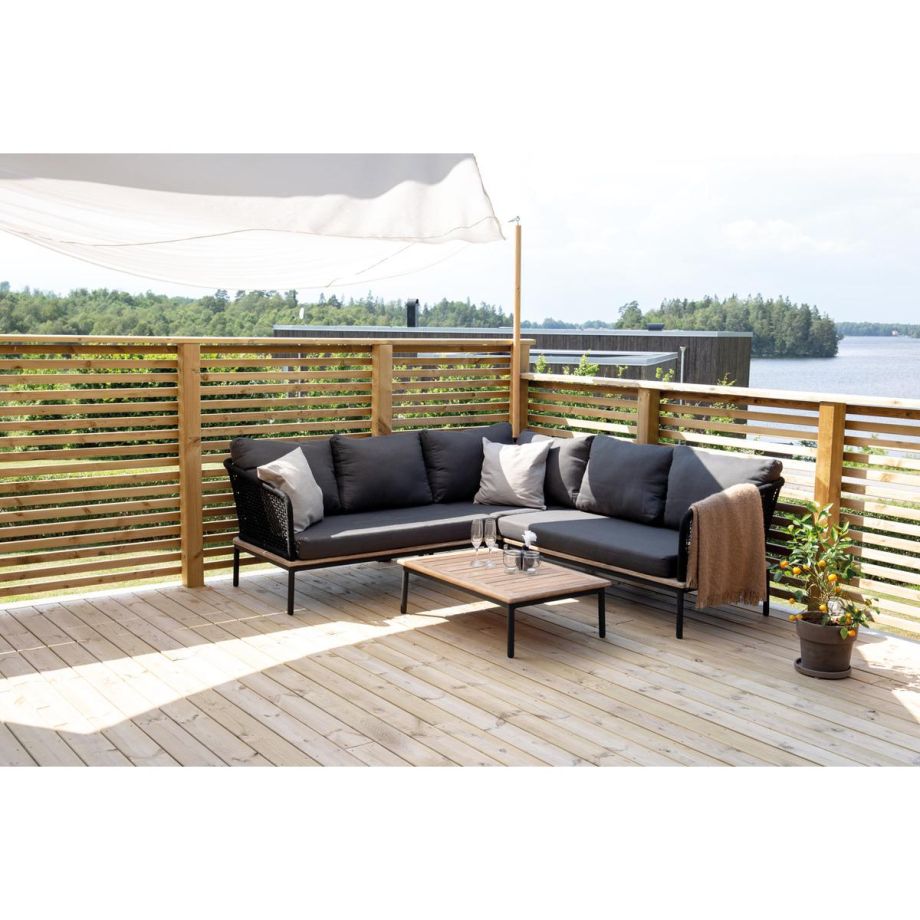 Svea Omarion loungest met hoekbank en tafel - zwart