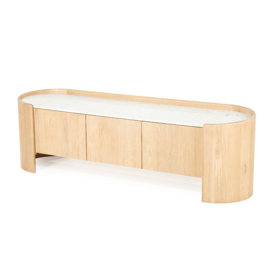 Eleonora Don tv-meubel 165 cm - naturel hout/marmer