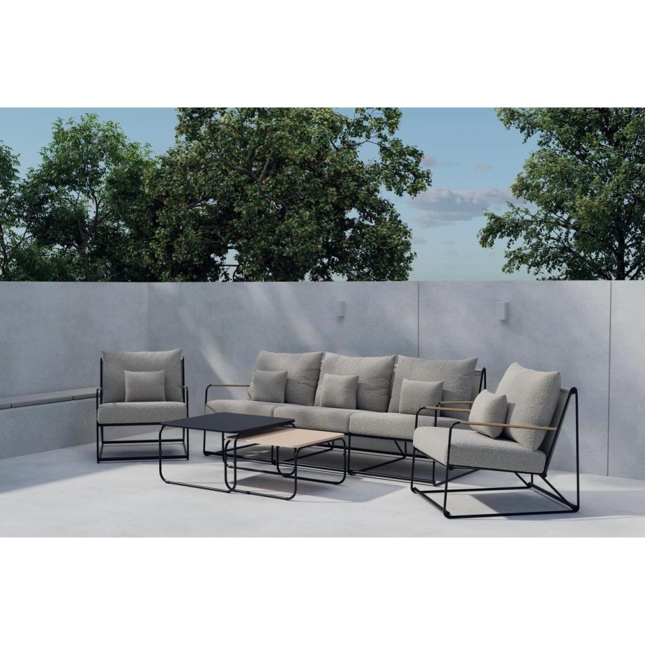 Svea Carlene loungeset - zwart/beige bouclé stof