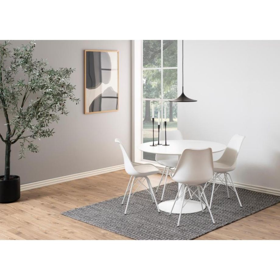 Nøra Sid ronde eettafel Ø110x74 cm | wit metaal onderstel | MDF met NC-lakafwerking - wit