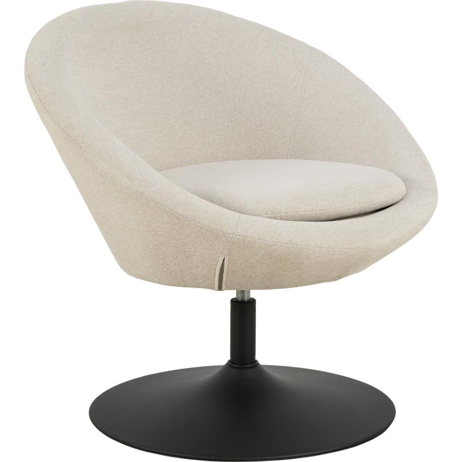 Nøra Melanie fauteuil trompet poot | zwart metaal onderstel | stof Apia - beige