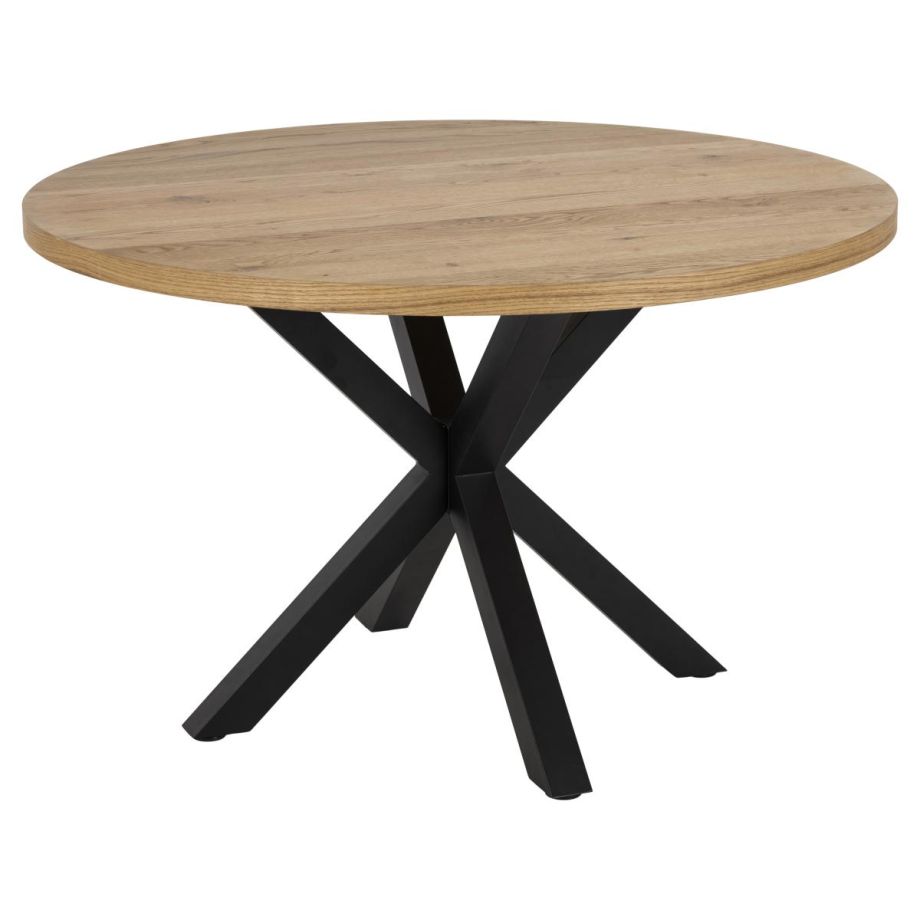 Nøra Donovan ronde eettafel Ø120x76.4 cm | zwart metaal onderstel | eikenhout - naturel